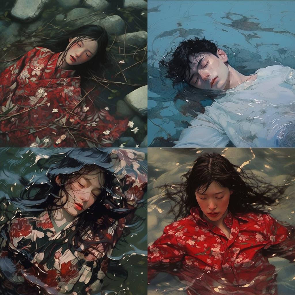 Sean Yoro style, Midjourney Niji 5, render 1 of 4