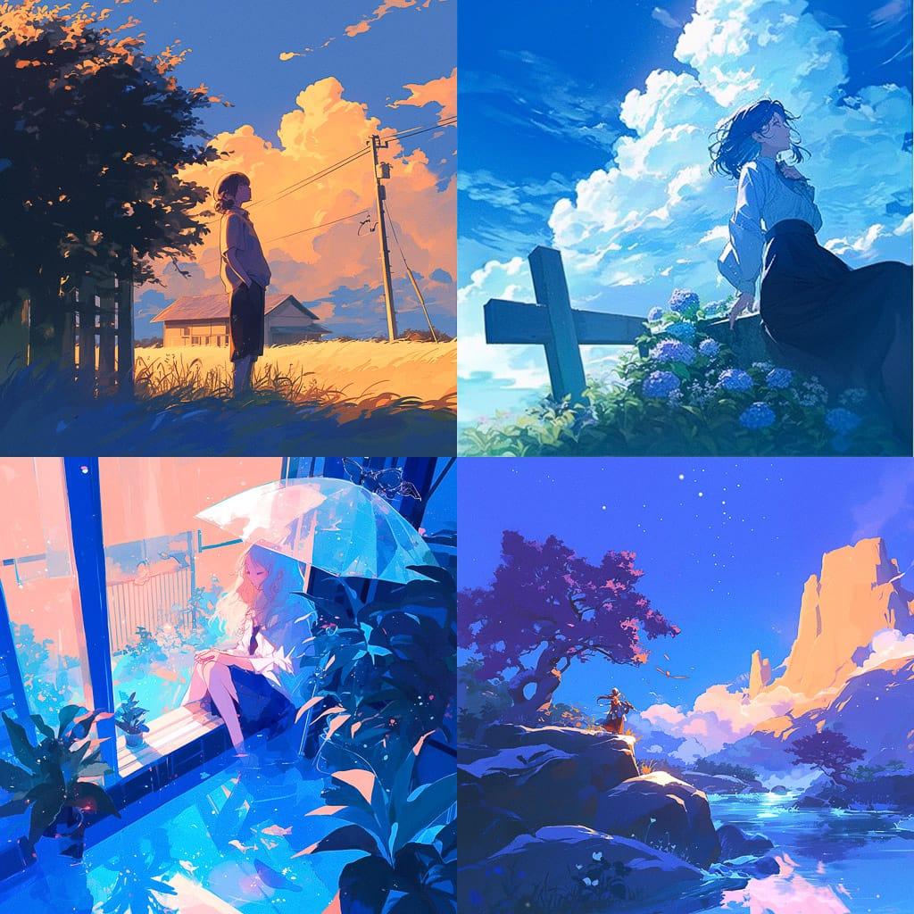 Serene atmosphere style, Midjourney Niji 6, render 1 of 4