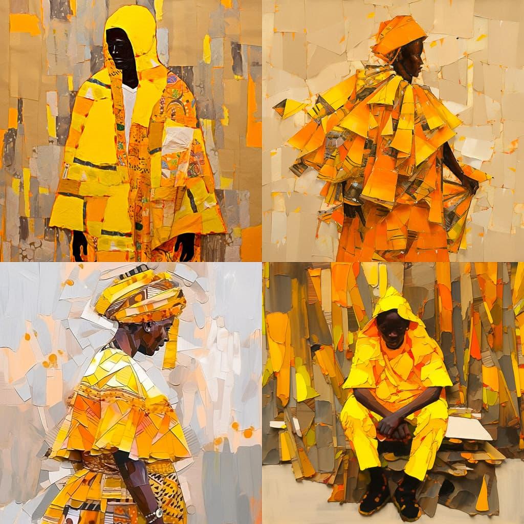 Serge Attukwei Clottey style, Midjourney Niji 5, render 1 of 4