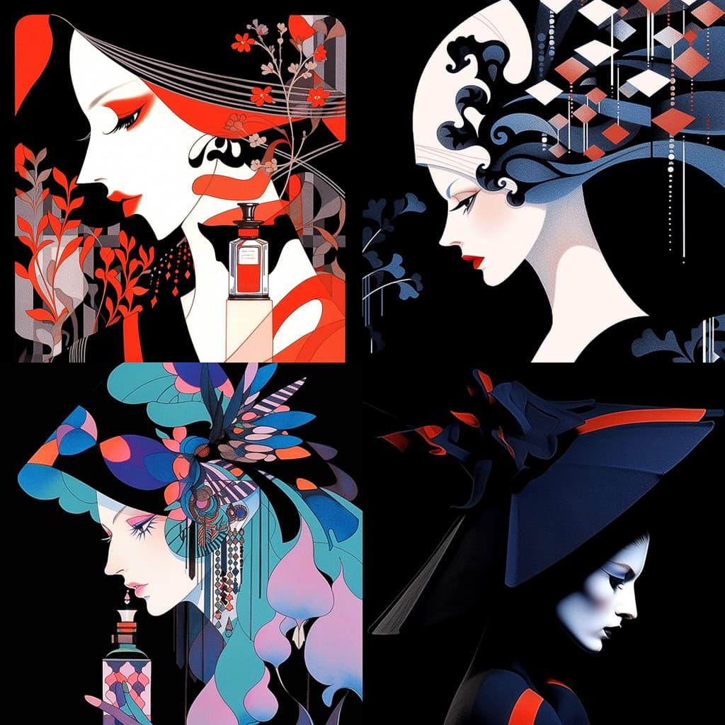 Serge Lutens style, Midjourney Niji 5, render 1 of 4