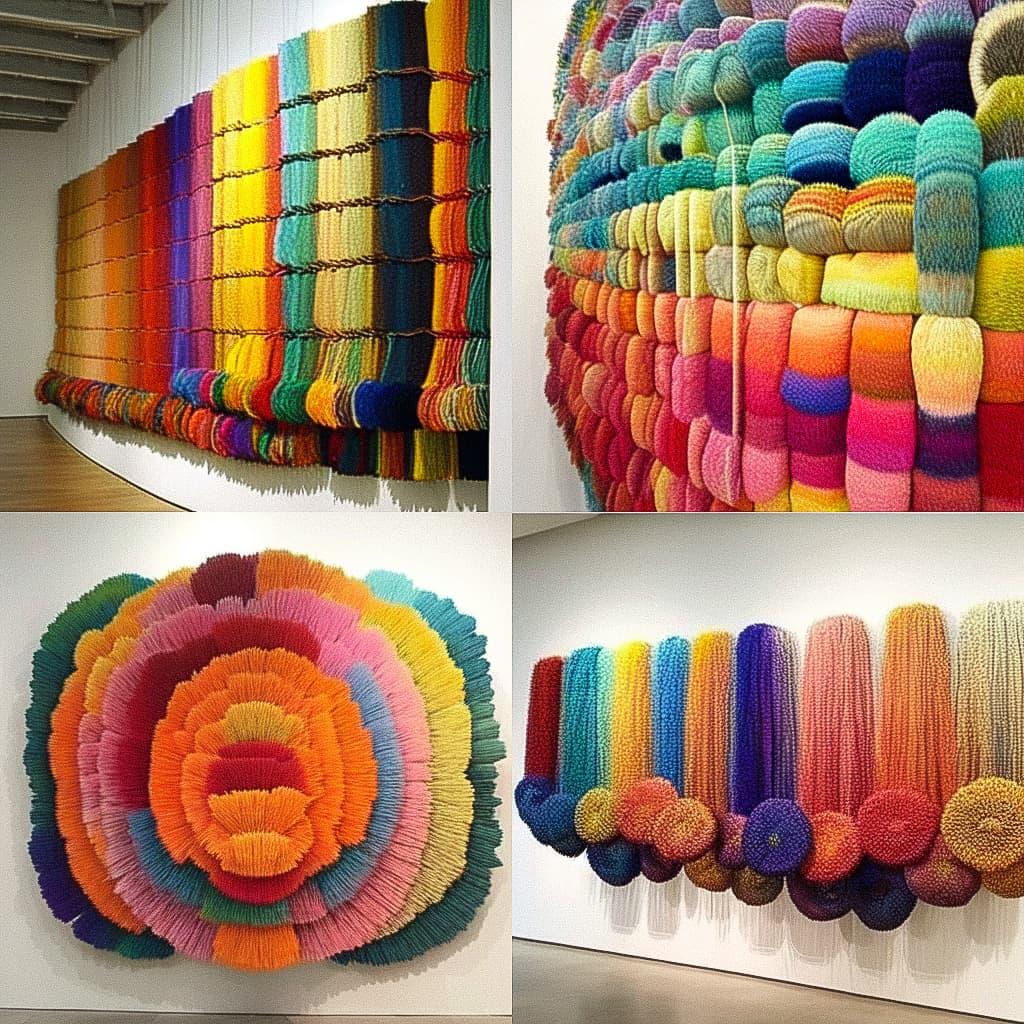 Sheila Hicks style, Midjourney Niji 5, render 1 of 4