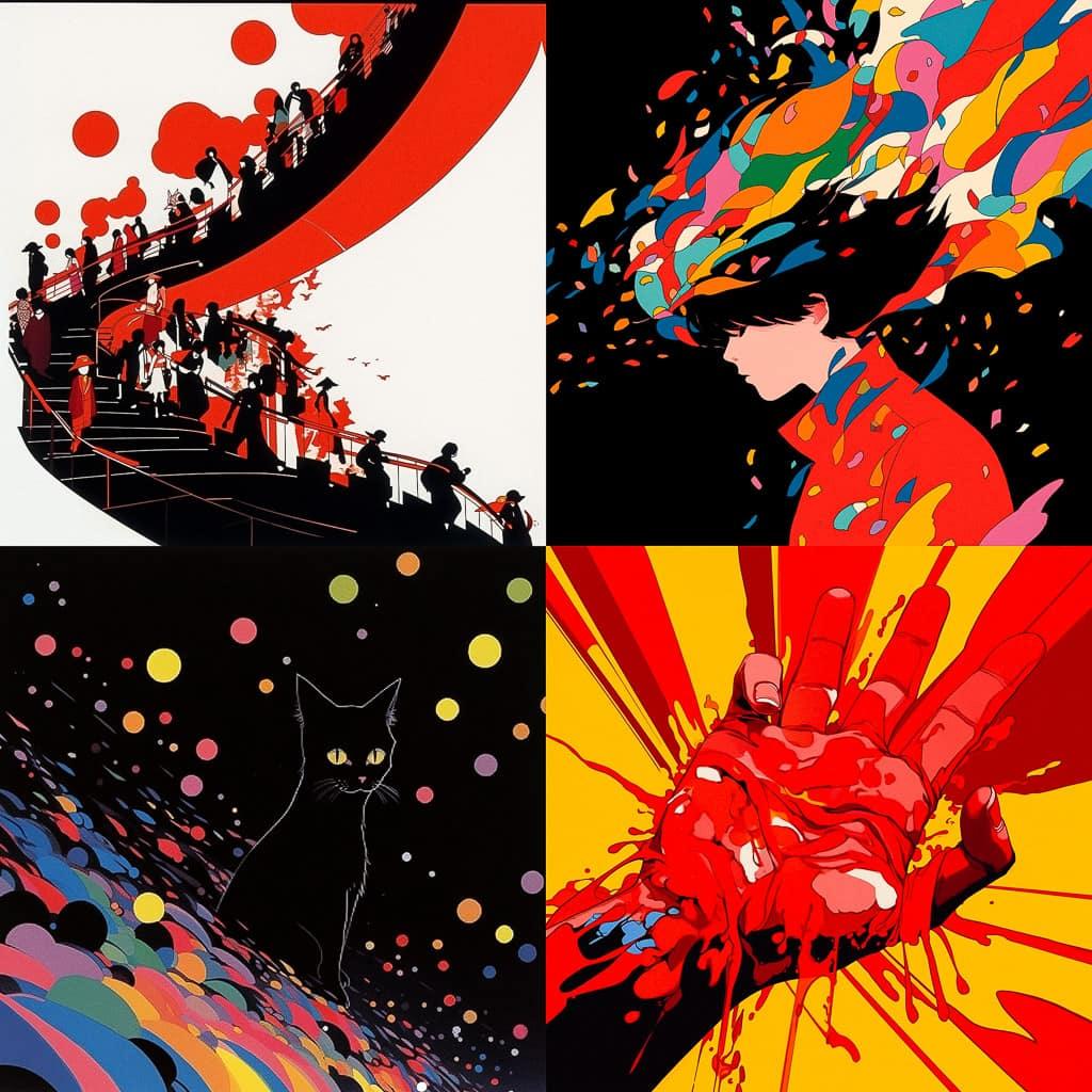 Shigeo Fukuda style, Midjourney Niji 5, render 1 of 4