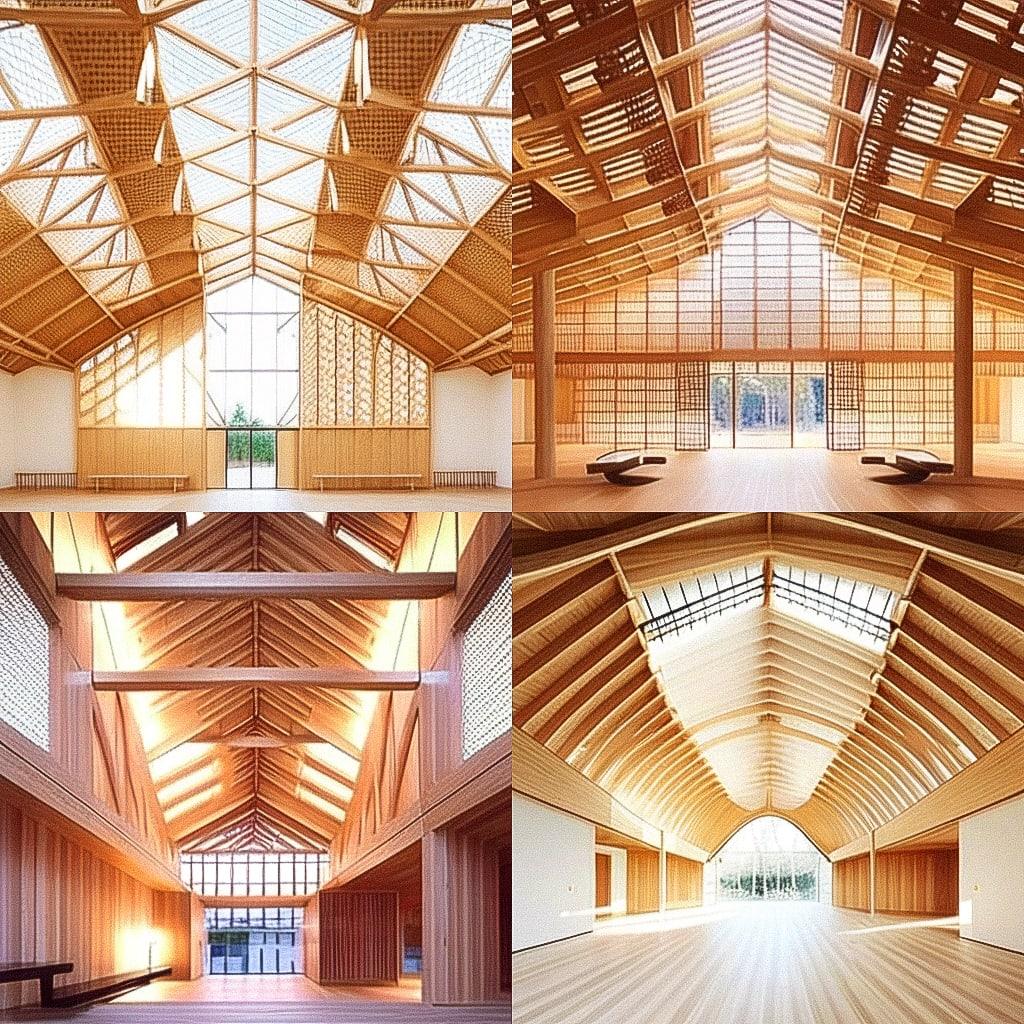 Shigeru Ban style, Midjourney Niji 4, render 1 of 4