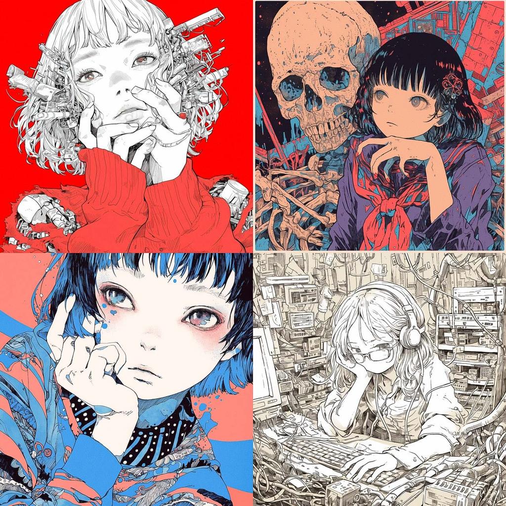 Shintaro Kago style, Midjourney Niji 6, render 1 of 4