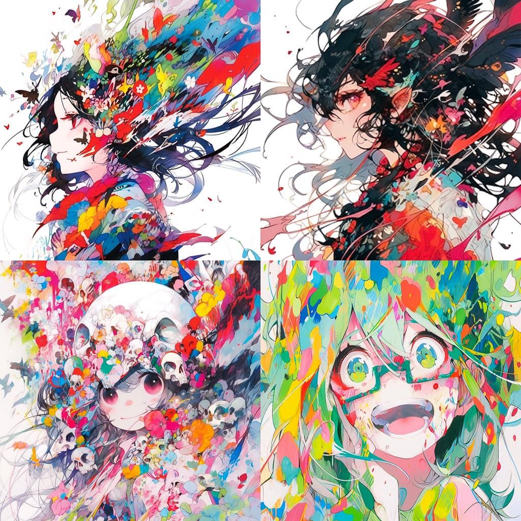 Shozo Shimamoto style, Midjourney Niji 5, render 1 of 4