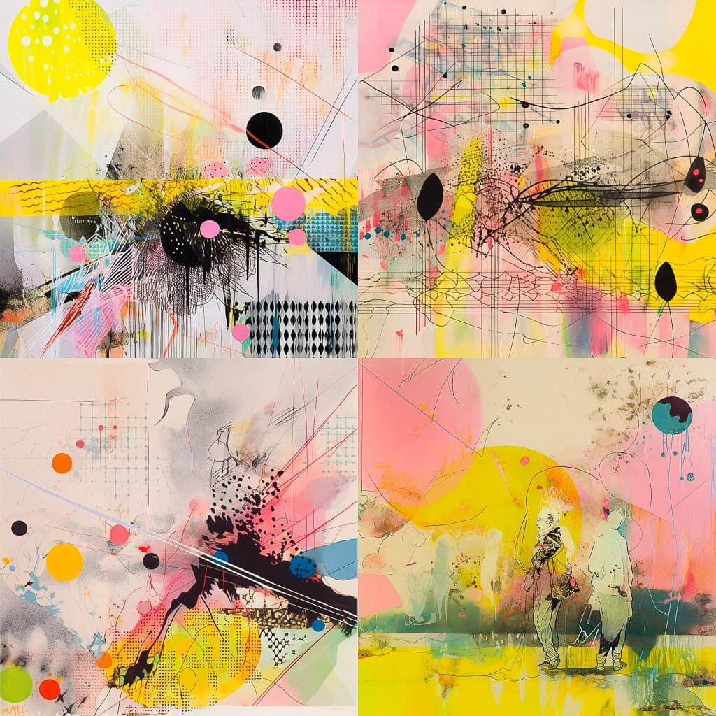 Sigmar Polke style, Midjourney Niji 5, render 1 of 4