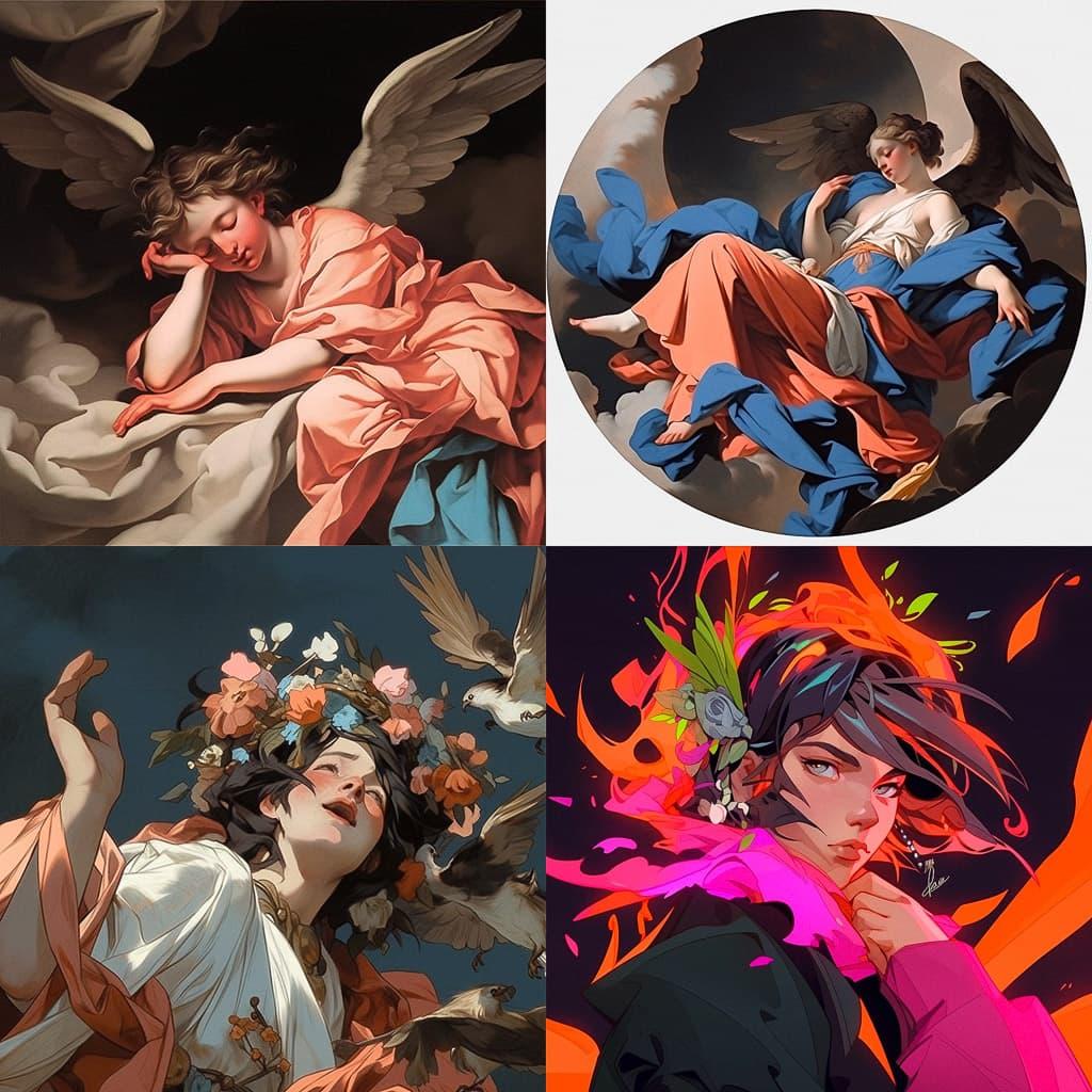 Simon Vouet style, Midjourney Niji 5, render 1 of 4