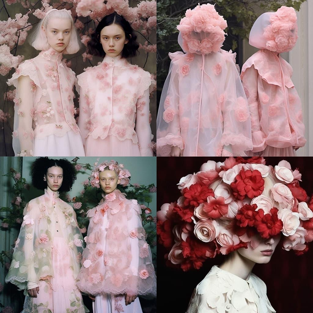Simone Rocha style, Midjourney Niji 5, render 1 of 4