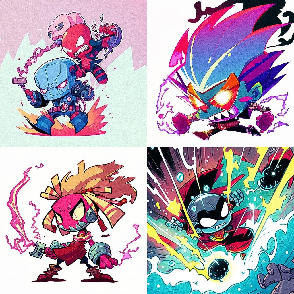 Skottie Young style, Midjourney Niji 4, render 1 of 4