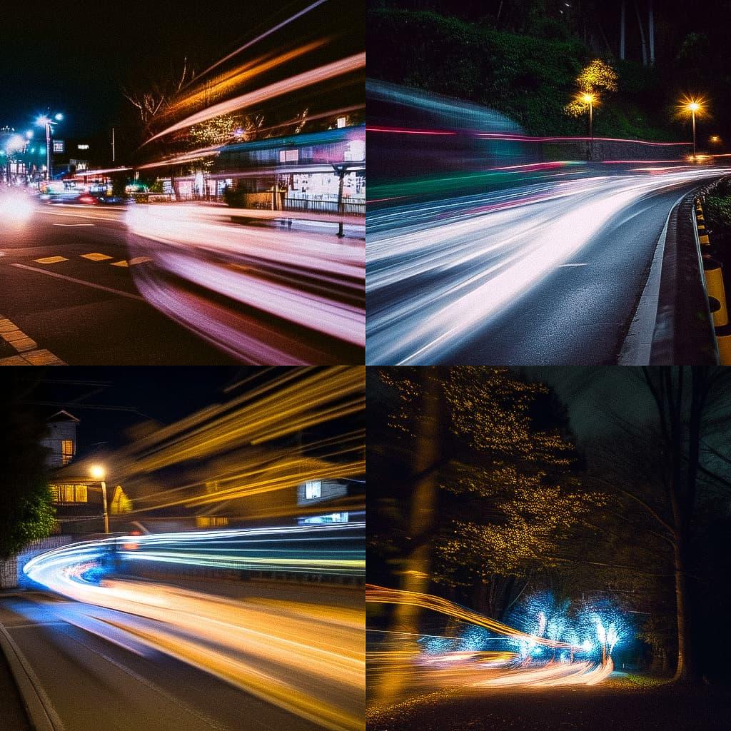 Slow shutter speed style, Midjourney Niji 5, render 1 of 4