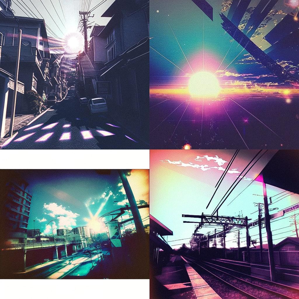 Solargram style, Midjourney Niji 4, render 1 of 4