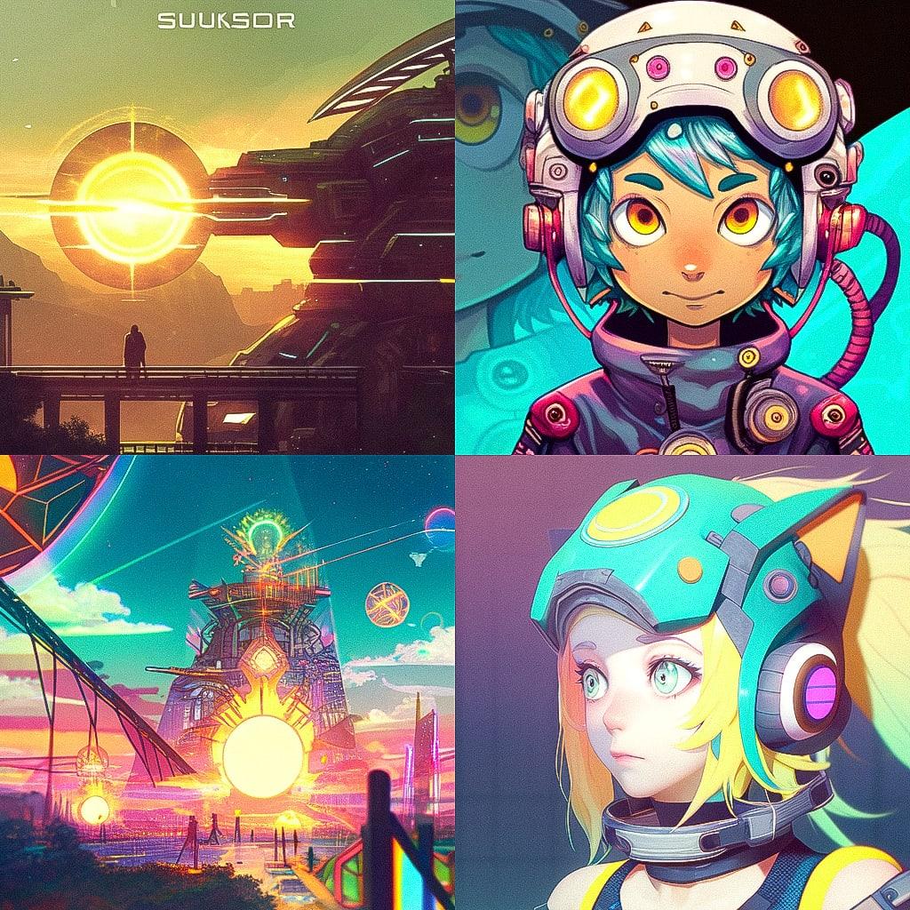 Solarpunk style, Midjourney Niji 4, render 1 of 4