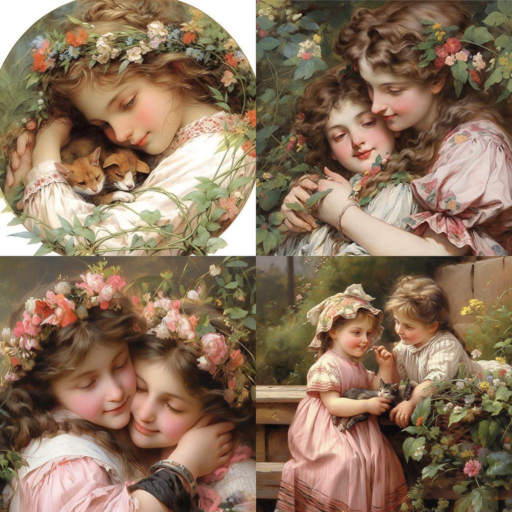 Sophie Gengembre Anderson style, Midjourney Niji 5, render 1 of 4