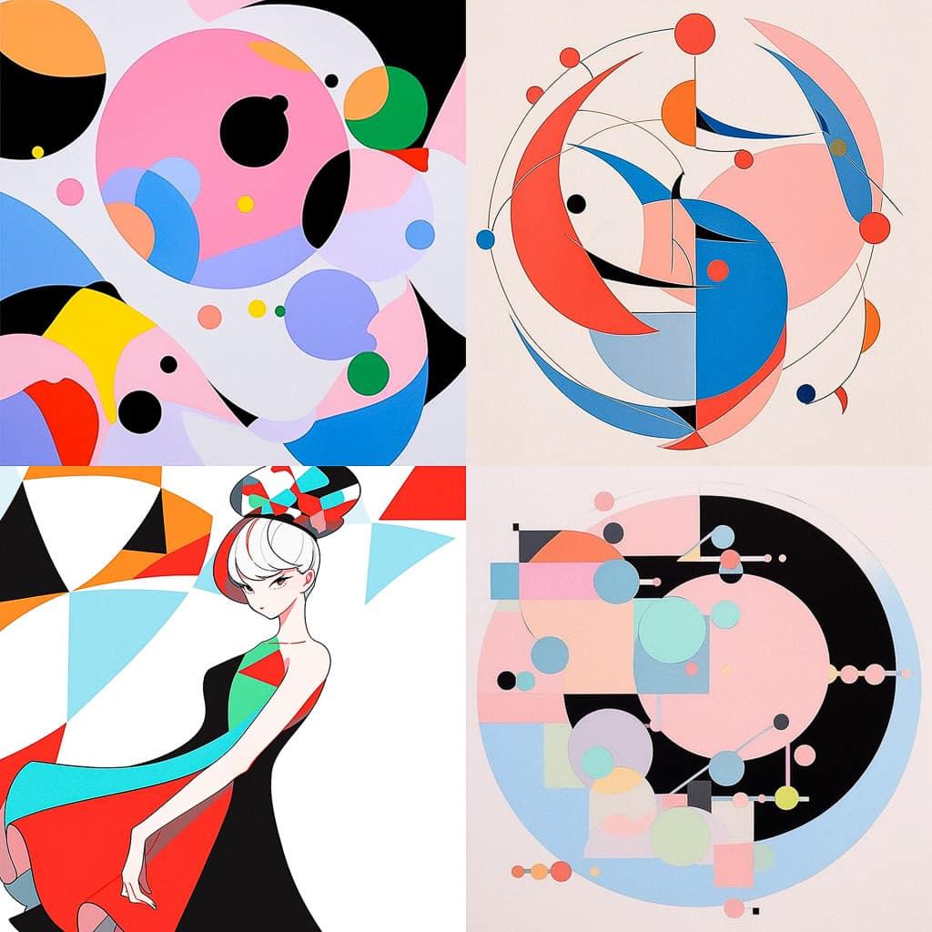 Sophie Taeuber-Arp style, Midjourney Niji 5, render 1 of 4
