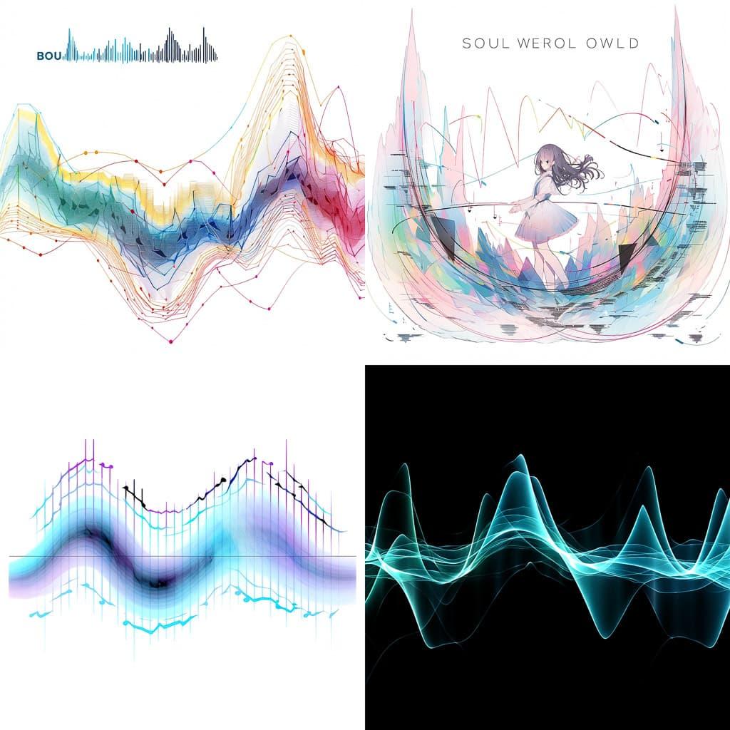 Sound wave diagram style, Midjourney Niji 5, render 1 of 4