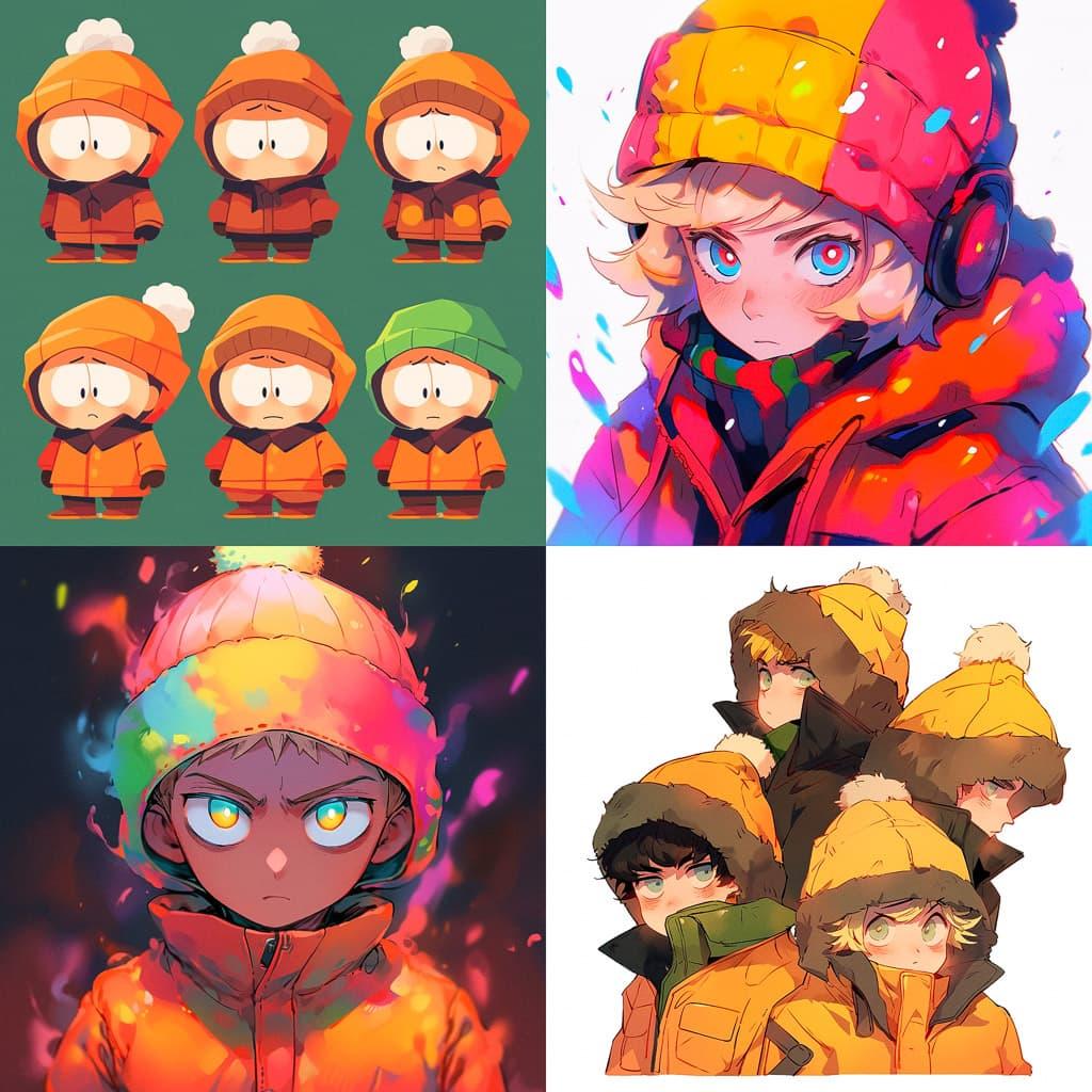 South Park style, Midjourney Niji 5, render 1 of 4
