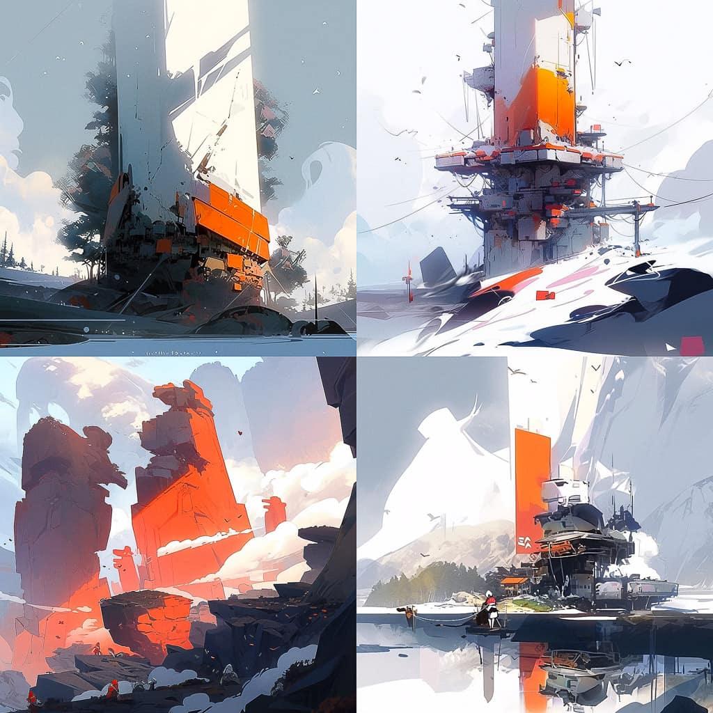 Sparth style, Midjourney Niji 5, render 1 of 4