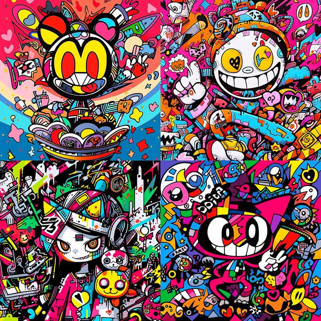 Speedy Graphito style, Midjourney Niji 5, render 1 of 4