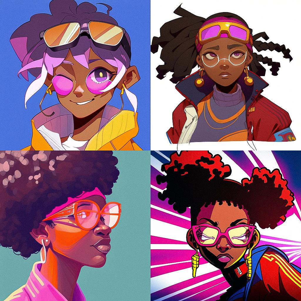 Spike Lee style, Midjourney Niji 4, render 1 of 4