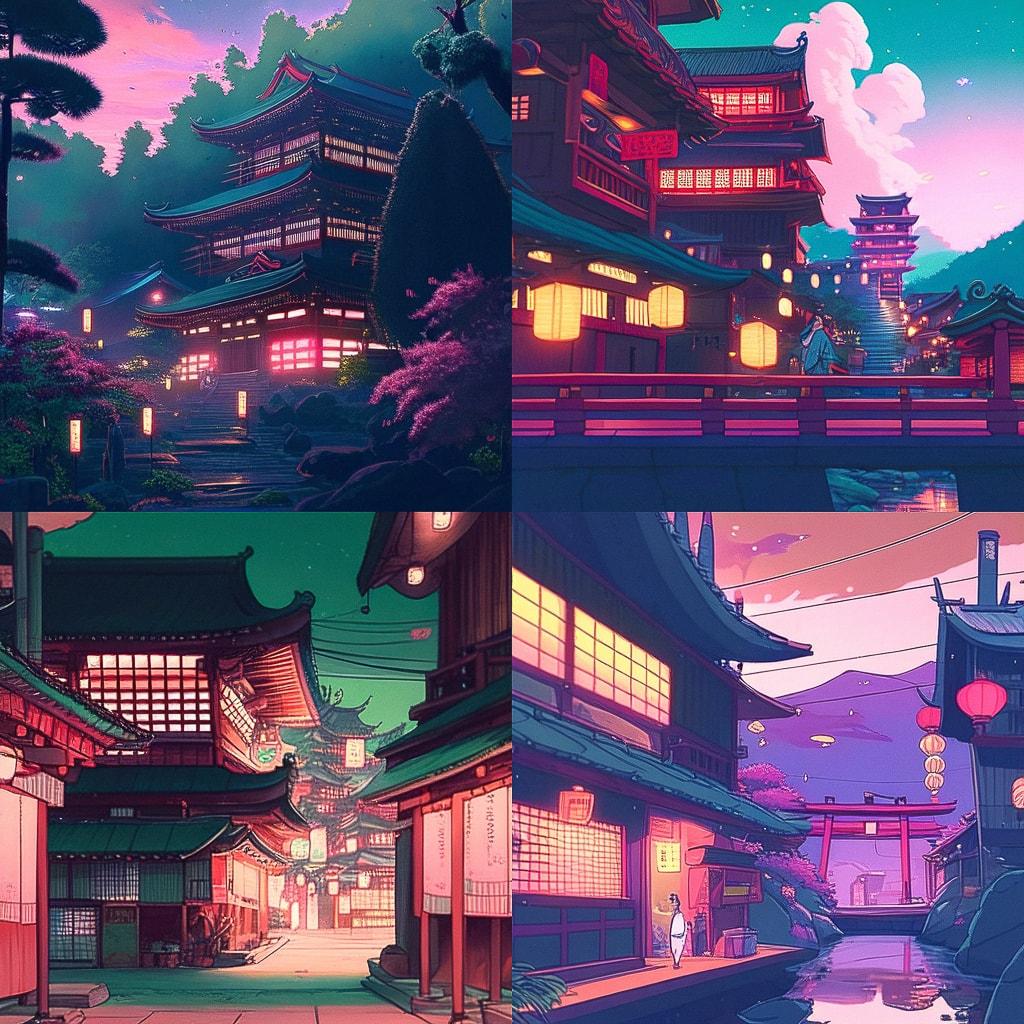 Spirited Away style, Midjourney Niji 4, render 1 of 4
