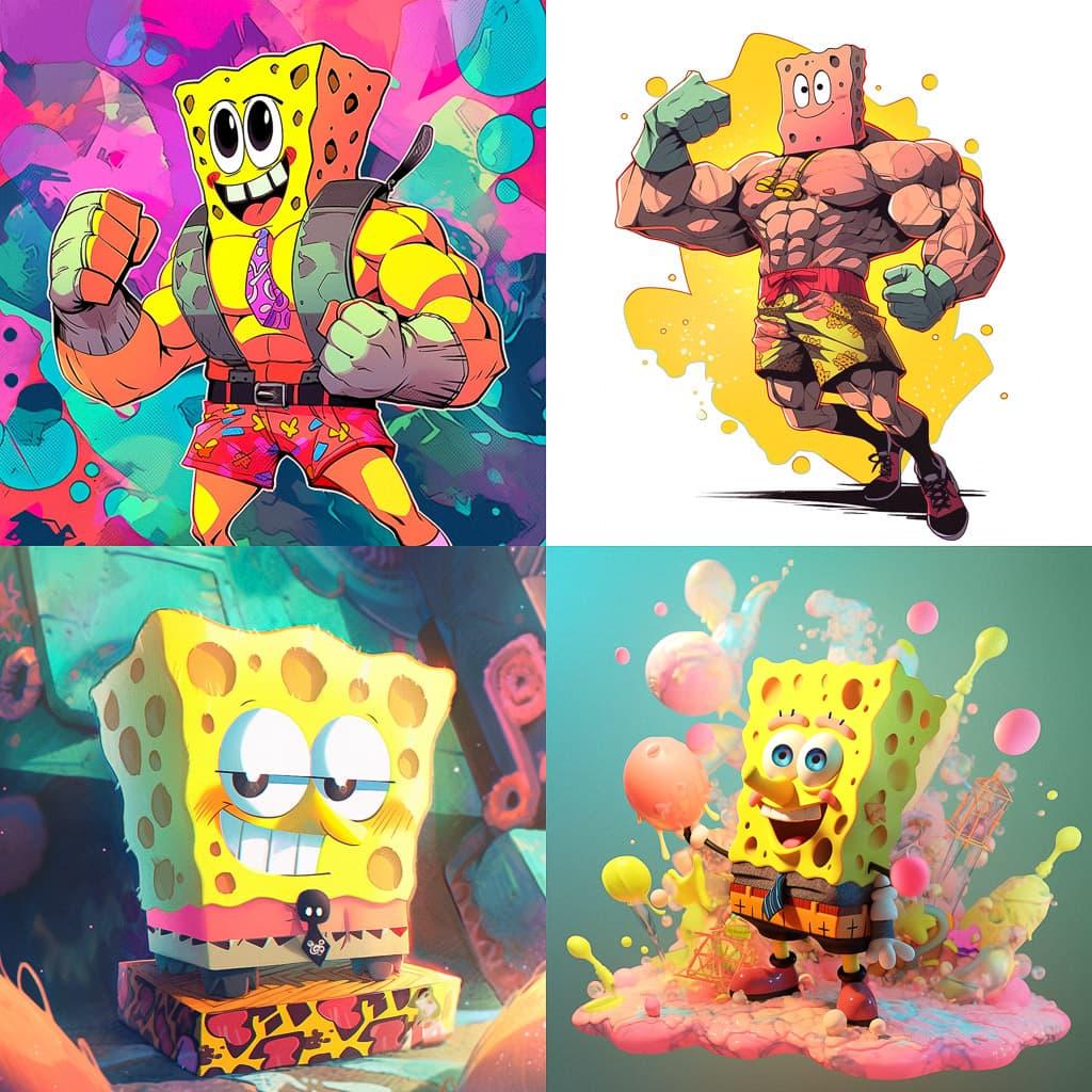 SpongeBob SquarePants style, Midjourney Niji 5, render 1 of 4