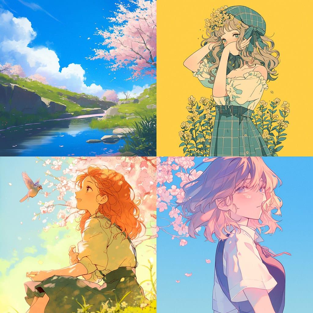 Spring style, Midjourney Niji 6, render 1 of 4