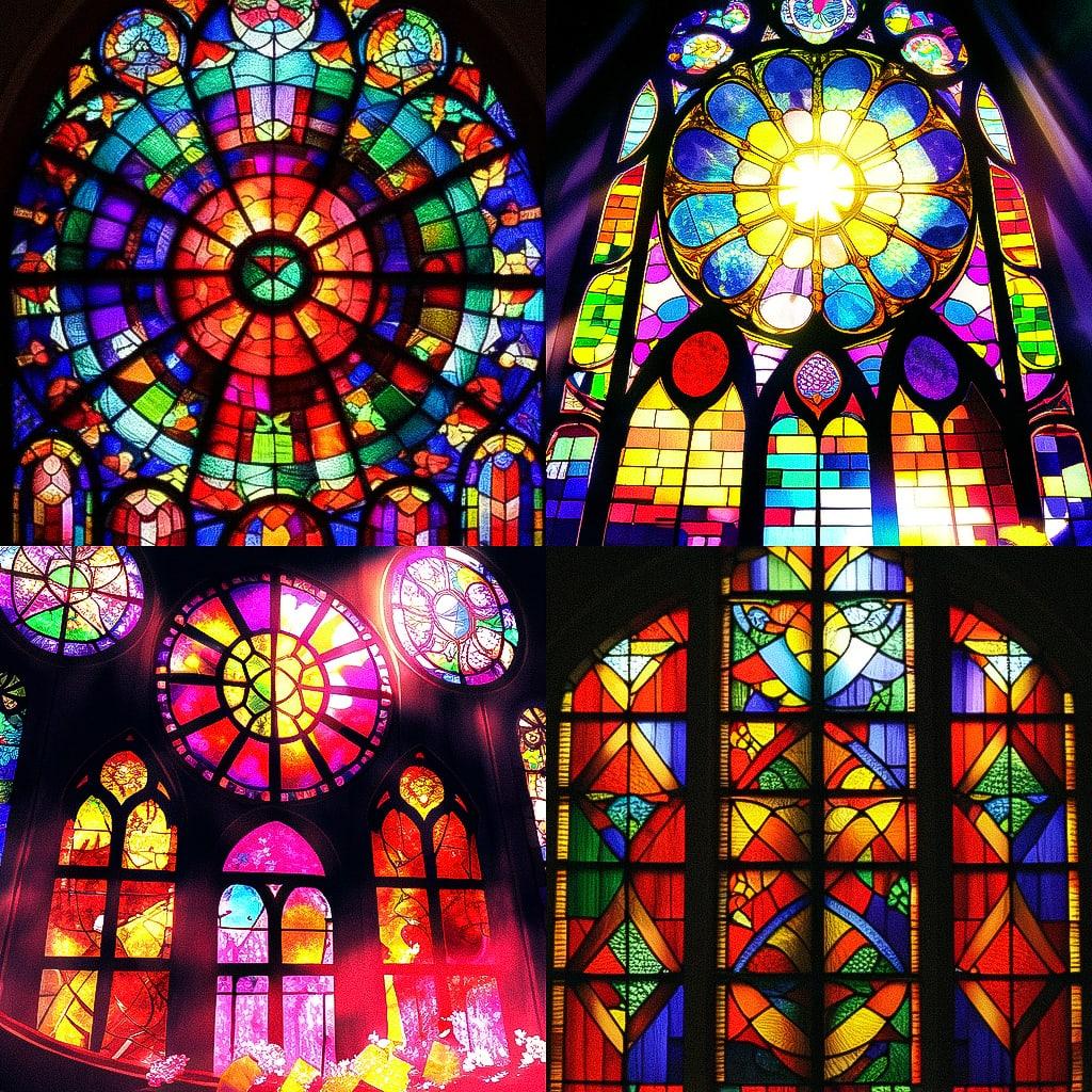 Stained glass style, Midjourney Niji 4, render 1 of 4