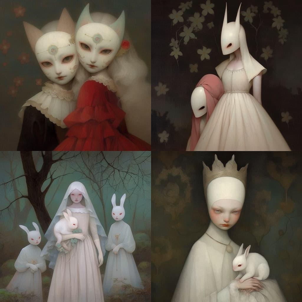 Stephen Mackey style, Midjourney Niji 5, render 1 of 4
