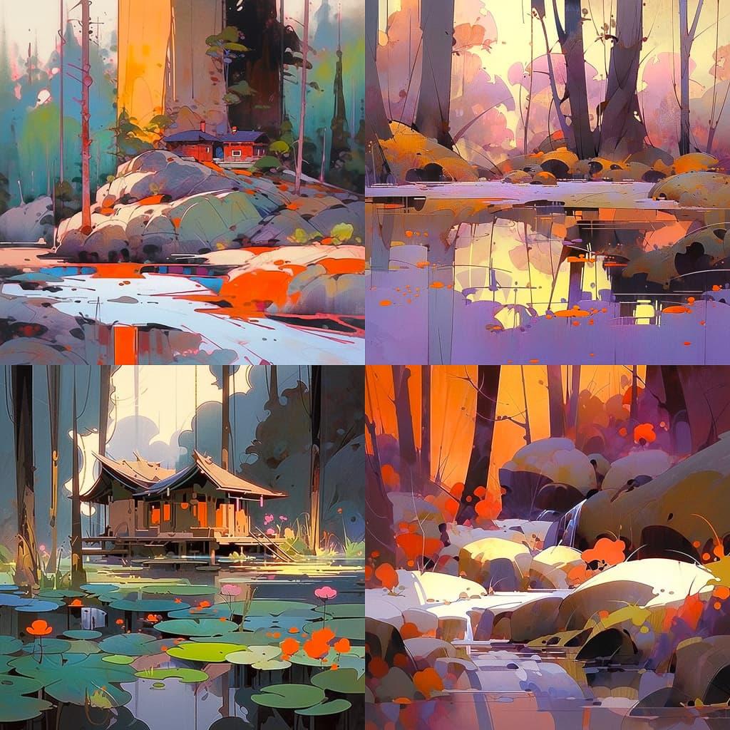 Stephen Quiller style, Midjourney Niji 5, render 1 of 4