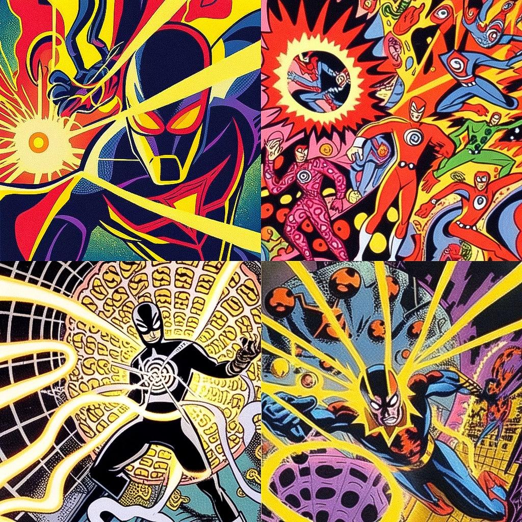Steve Ditko style, Midjourney Niji 4, render 1 of 4