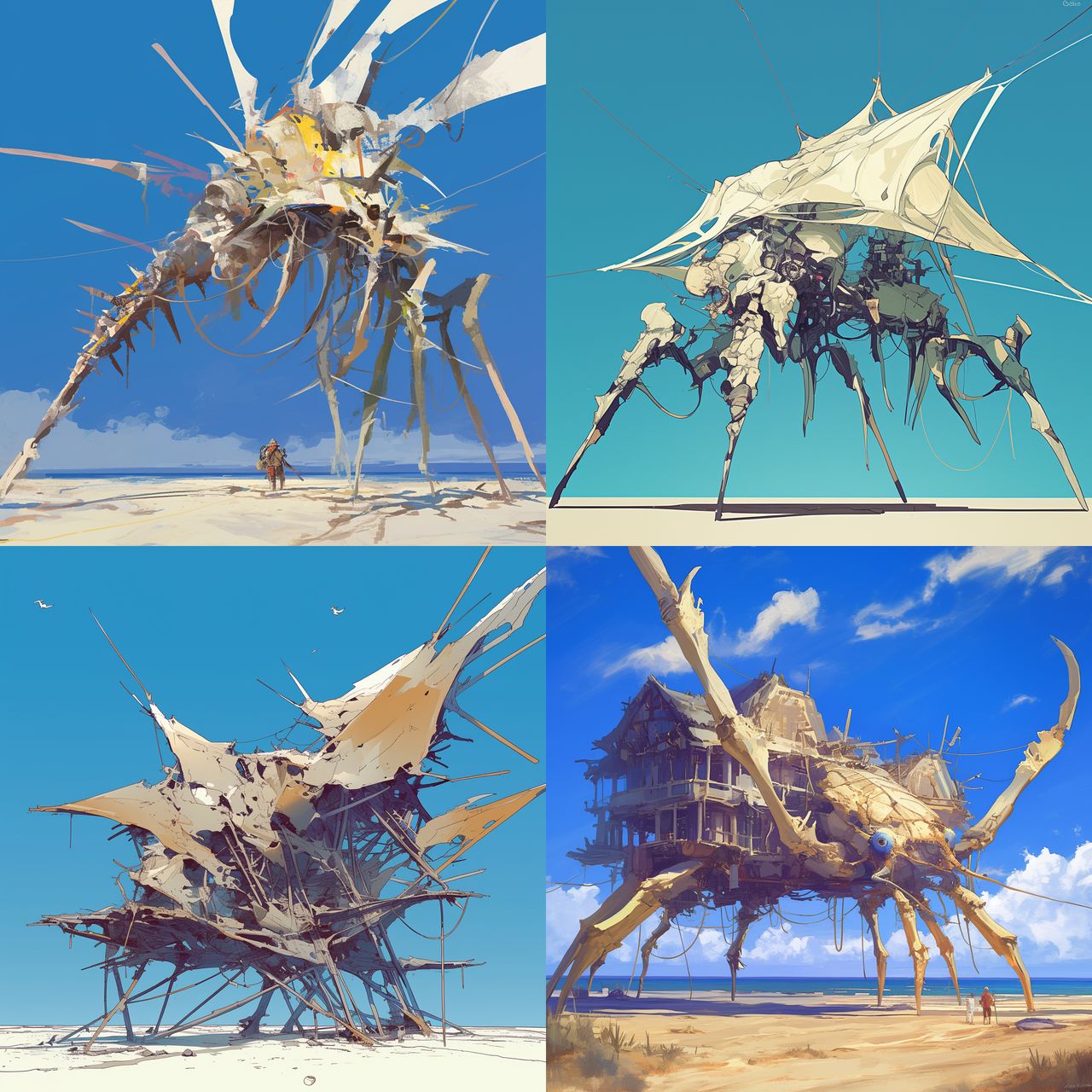 Strandbeest style, Midjourney Niji 6, render 1 of 4