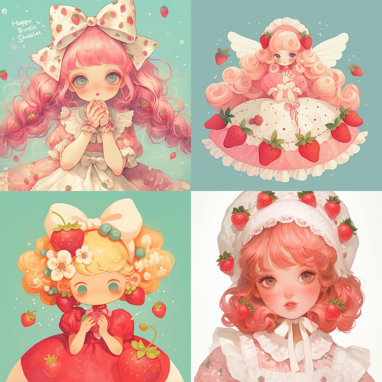 Strawberry Shortcake doll style, Midjourney Niji 6, render 1 of 4