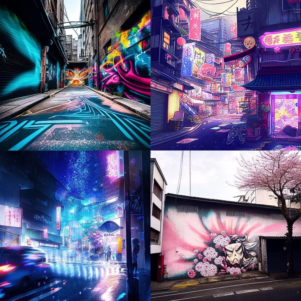 Street Art style, Midjourney Niji 4, render 1 of 4