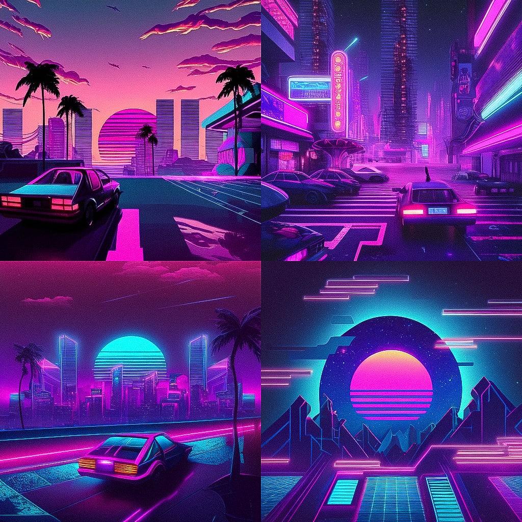 Synthwave style, Midjourney Niji 4, render 1 of 4