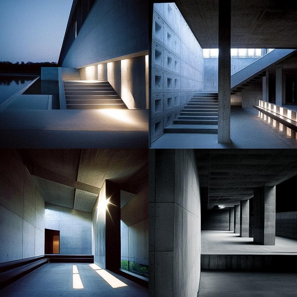Tadao Ando style, Midjourney Niji 4, render 1 of 4