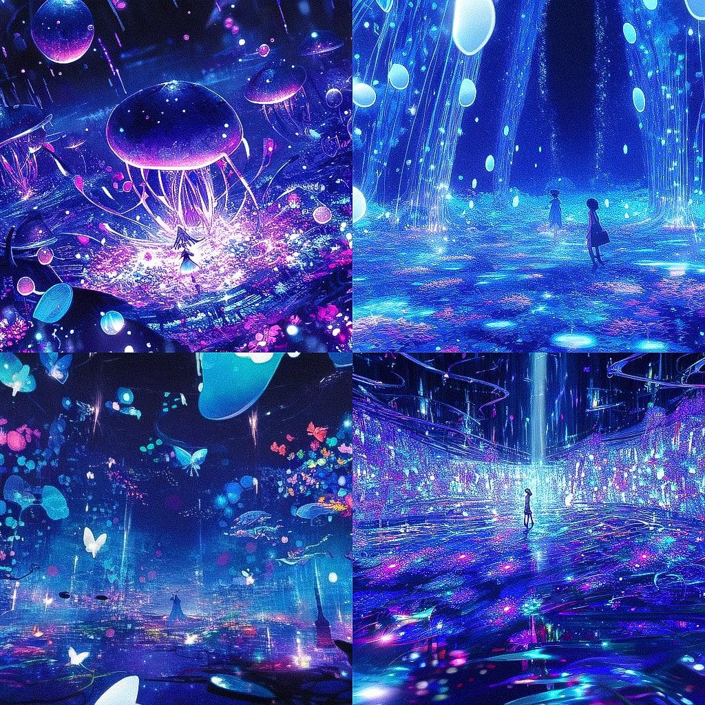 teamLab style, Midjourney Niji 4, render 1 of 4