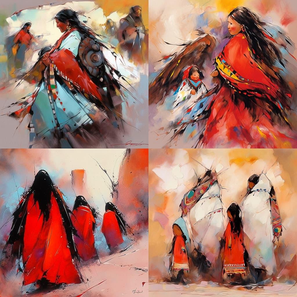 Ted DeGrazia style, Midjourney Niji 5, render 1 of 4