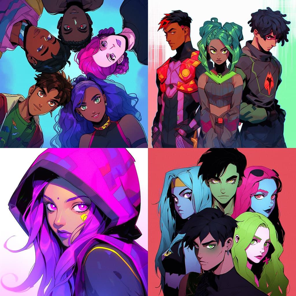 Teen Titans style, Midjourney Niji 5, render 1 of 4