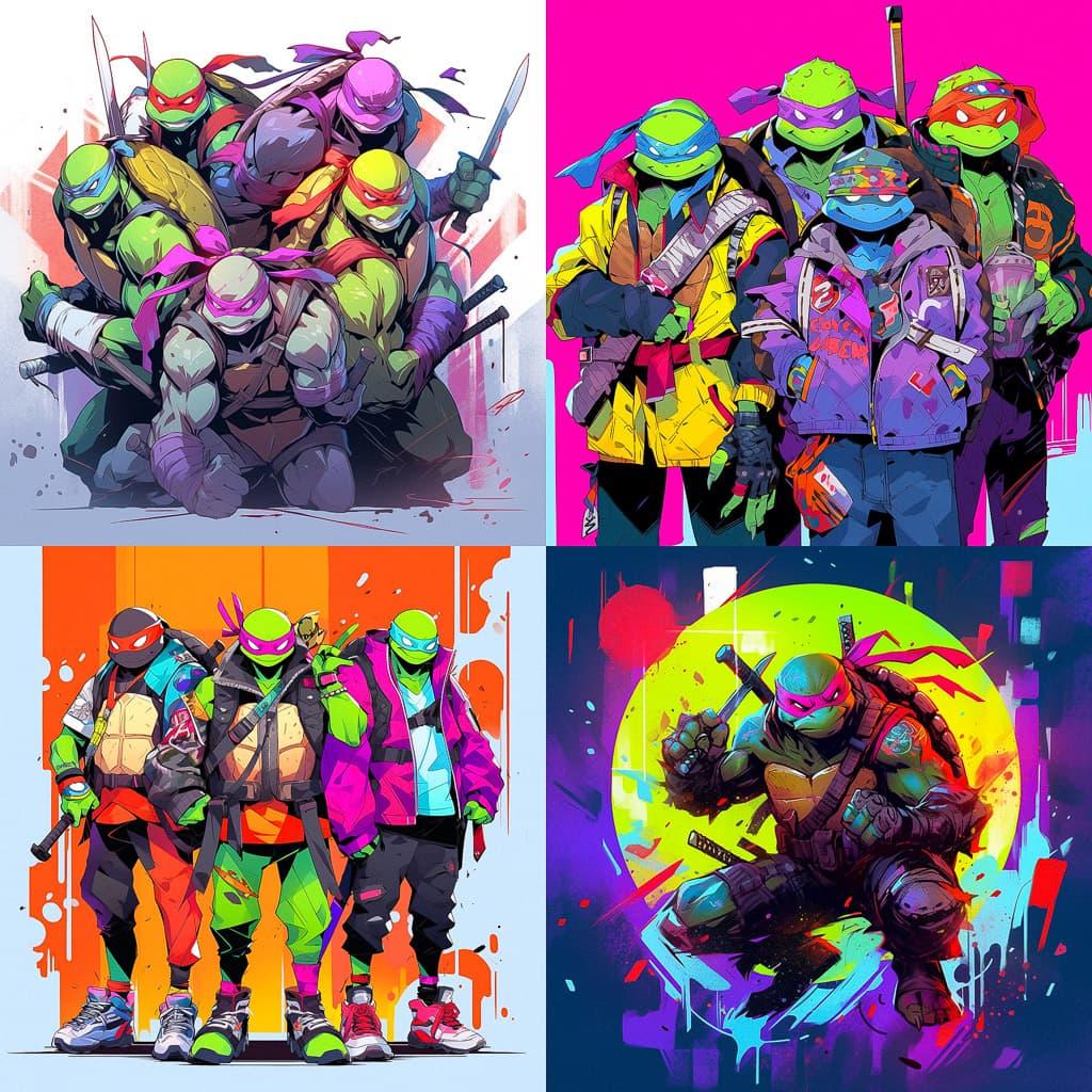 Teenage Mutant Ninja Turtles style, Midjourney Niji 5, render 1 of 4