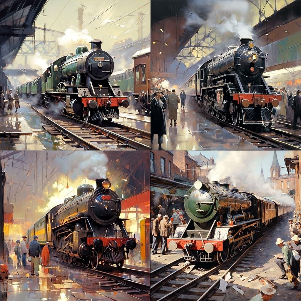 Terence Cuneo style, Midjourney Niji 5, render 1 of 4