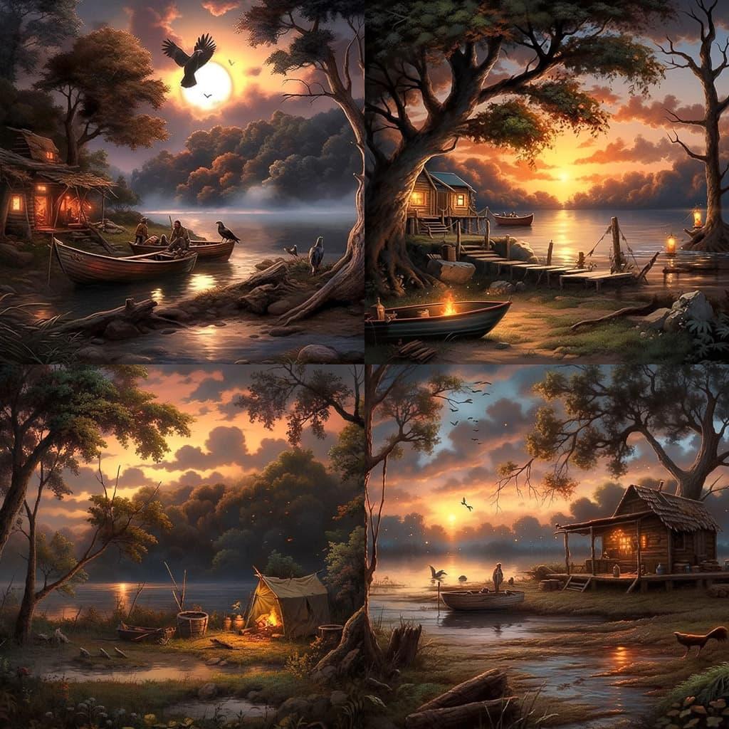 Terry Redlin style, Midjourney Niji 5, render 1 of 4