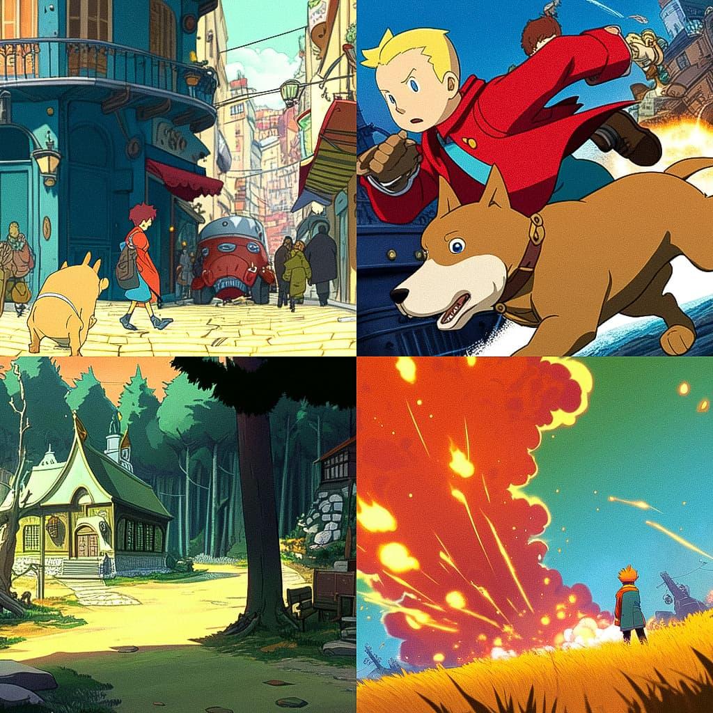 The Adventures of Tintin style, Midjourney Niji 5, render 1 of 4