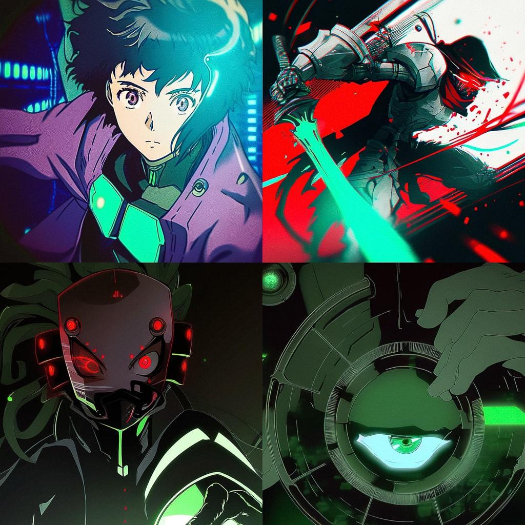 The Animatrix style, Midjourney Niji 4, render 1 of 4