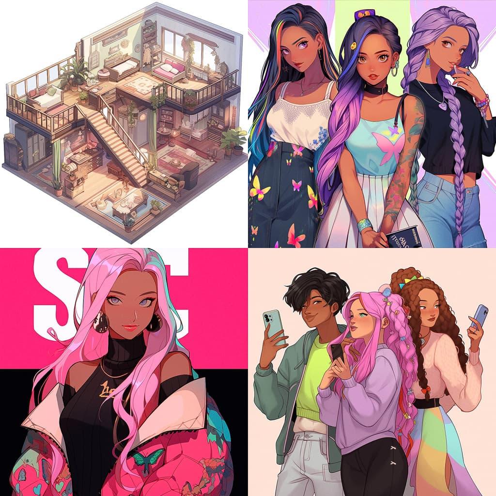 The Sims style, Midjourney Niji 5, render 1 of 4