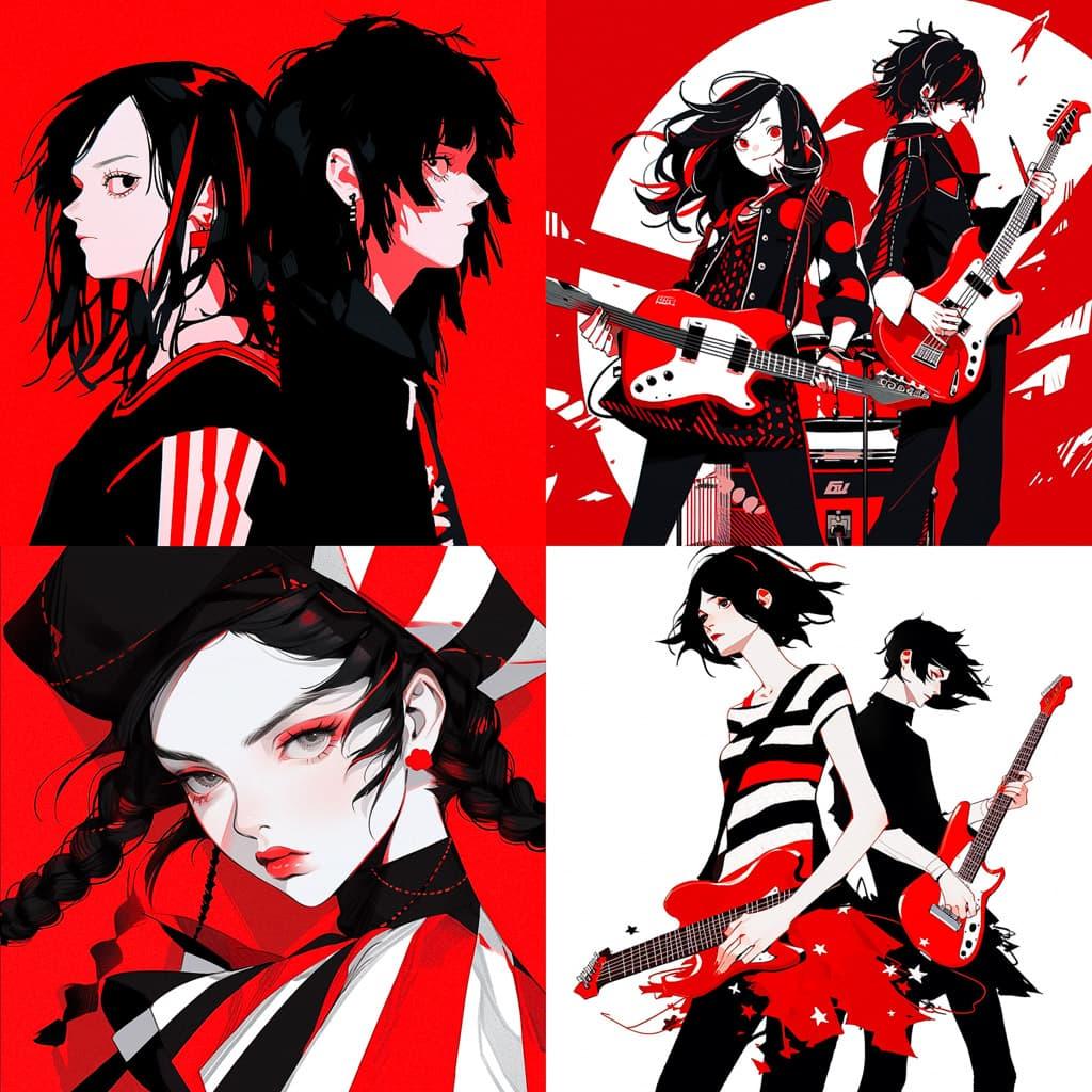 The White Stripes style, Midjourney Niji 5, render 1 of 4