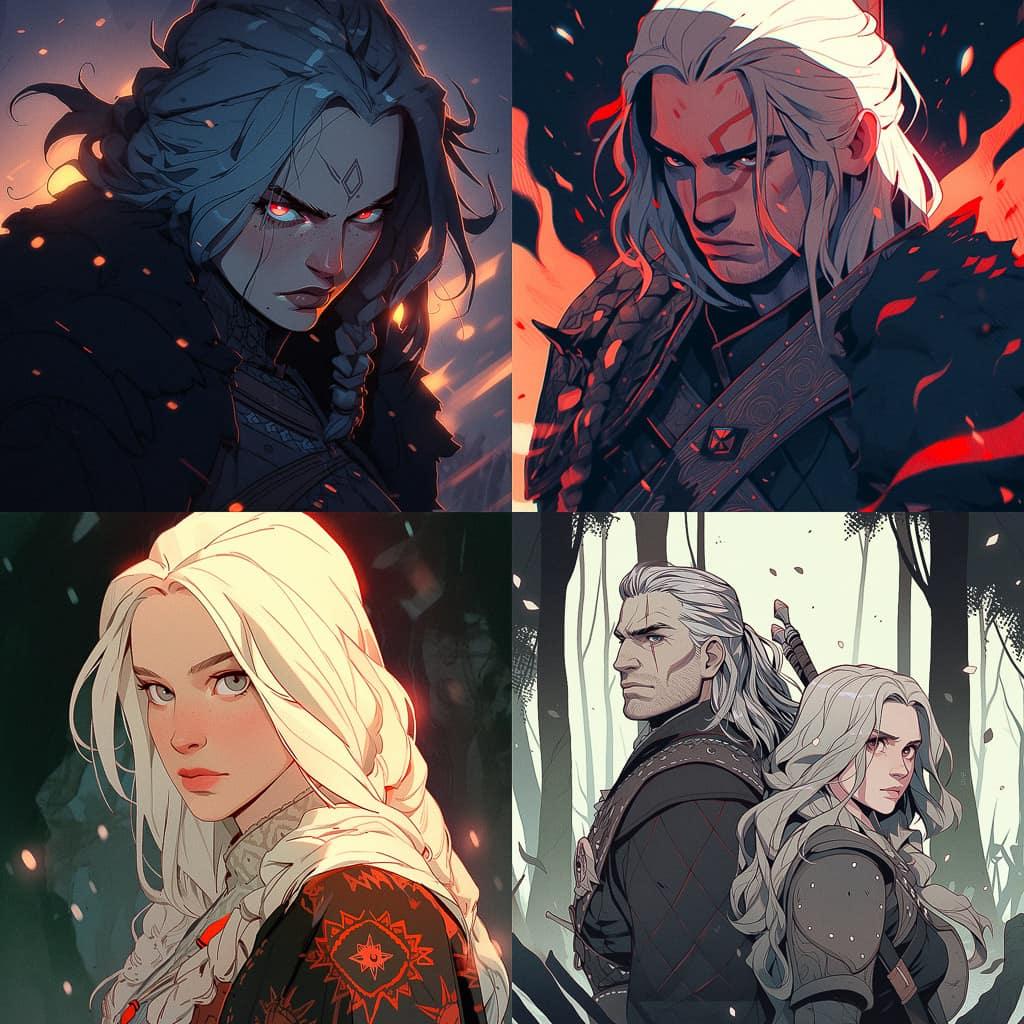 The Witcher style, Midjourney Niji 5, render 1 of 4
