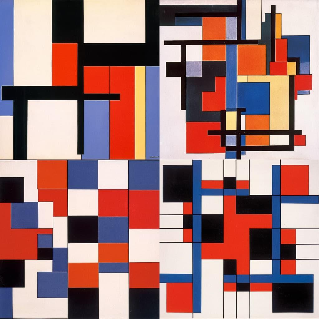 Theo van Doesburg style, Midjourney Niji 5, render 1 of 4
