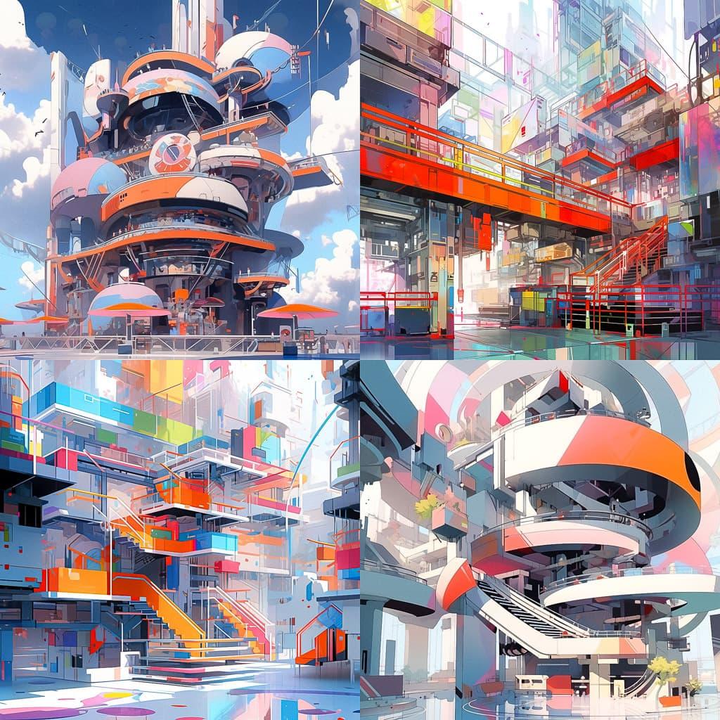Thom Mayne style, Midjourney Niji 5, render 1 of 4