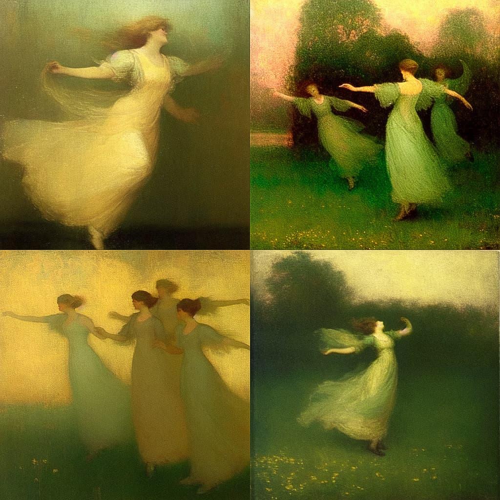 Thomas Dewing style, Midjourney Niji 5, render 1 of 4