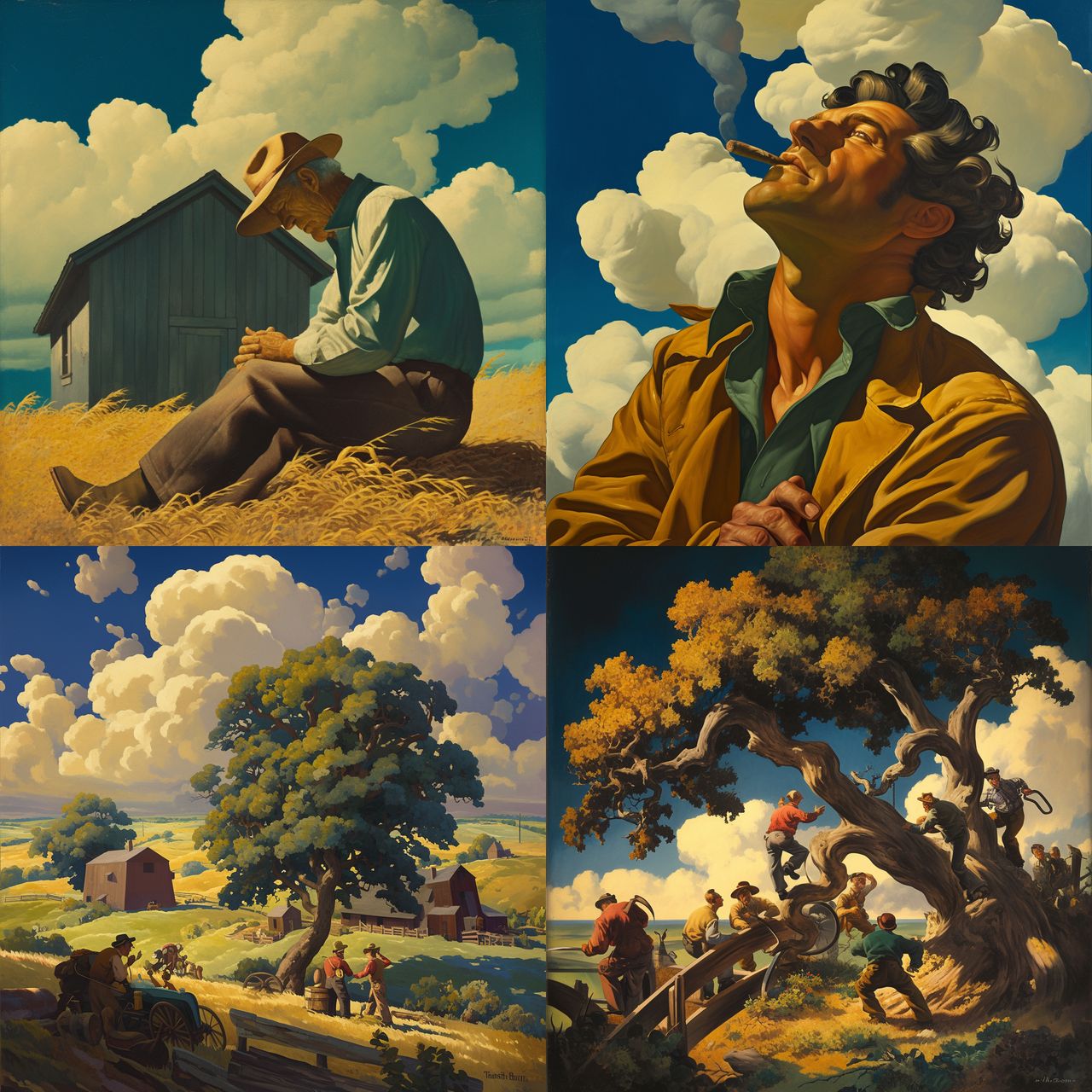 Thomas Hart Benton style, Midjourney Niji 6, render 1 of 4
